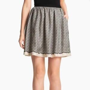 miss wu silk geometric squiggle skirt womens Size 10